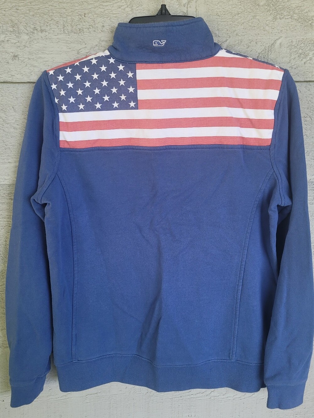 Vineyard Vines Blue Pullover with American Flag Yoke